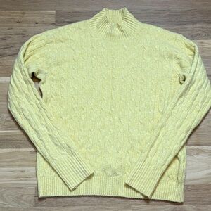 J. Crew Extra Soft Yellow Mock Neck Long Sleeve Cable Knit Sweater Women’s S